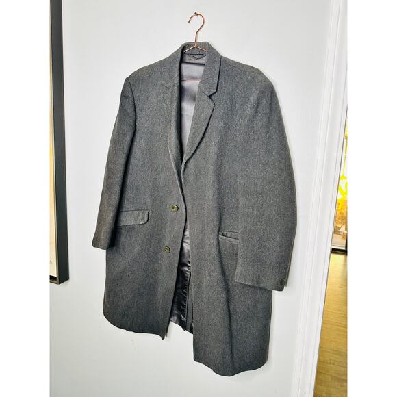 Burton Vintage Grey Charcoal Overcoat Jacket Button Front  Made in England XL - Picture 5 of 10